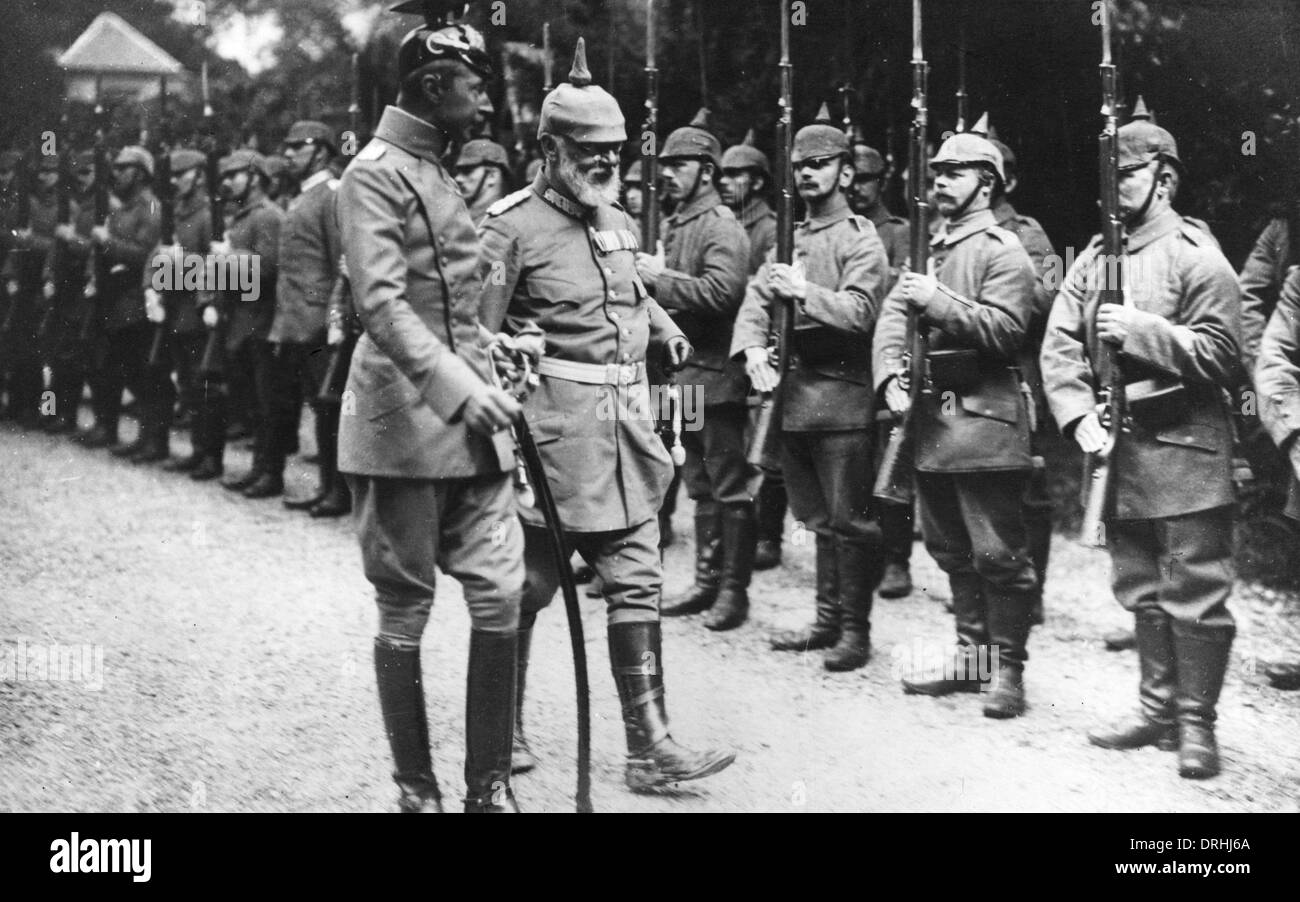 Crown Prince Wilhelm of Prussia inspecting troops, WW1 Stock Photo