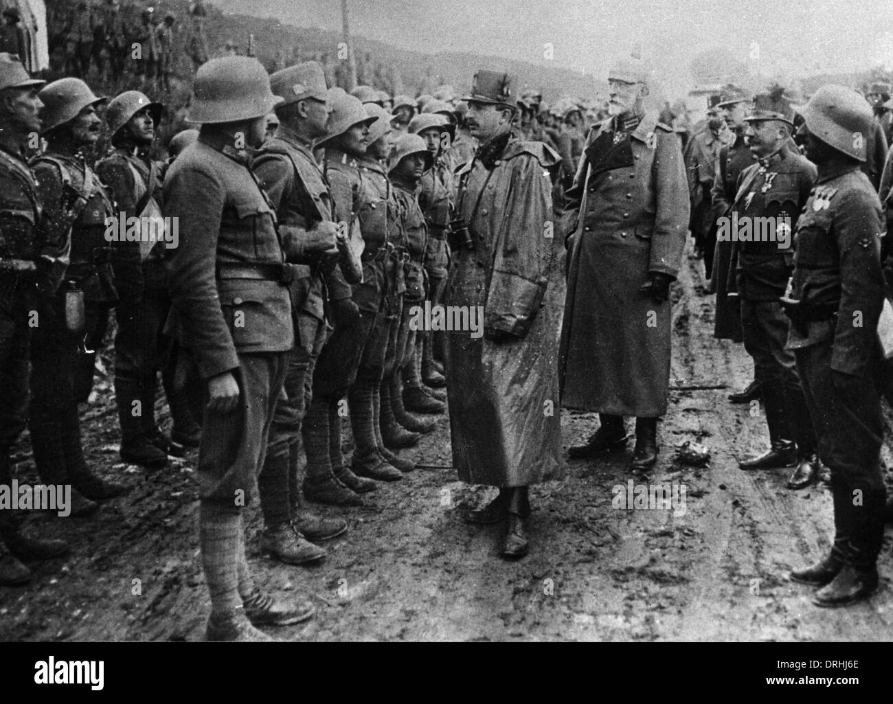 Charles I of Austria visiting troops, Galicia, WW1 Stock Photo