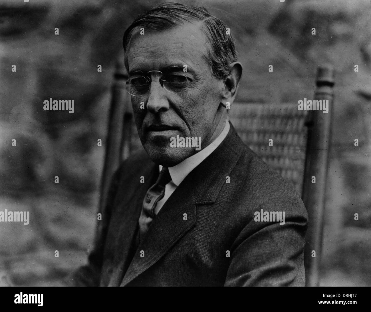 President Woodrow Wilson in a rocking chair Stock Photo