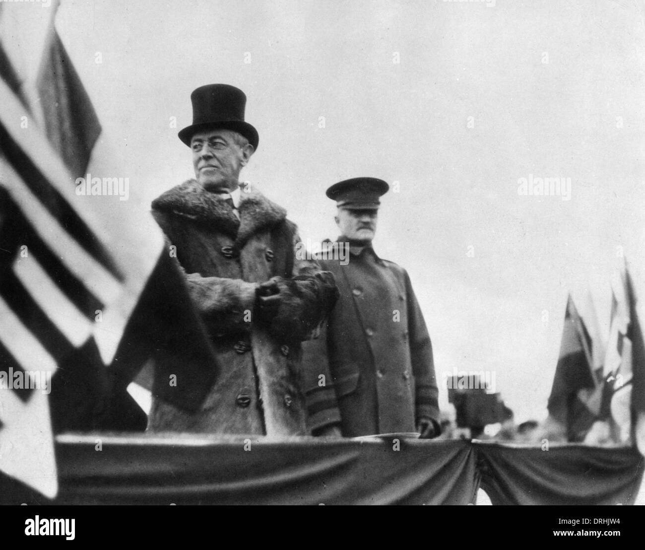 Thomas Woodrow Wilson and General Pershing, France Stock Photo