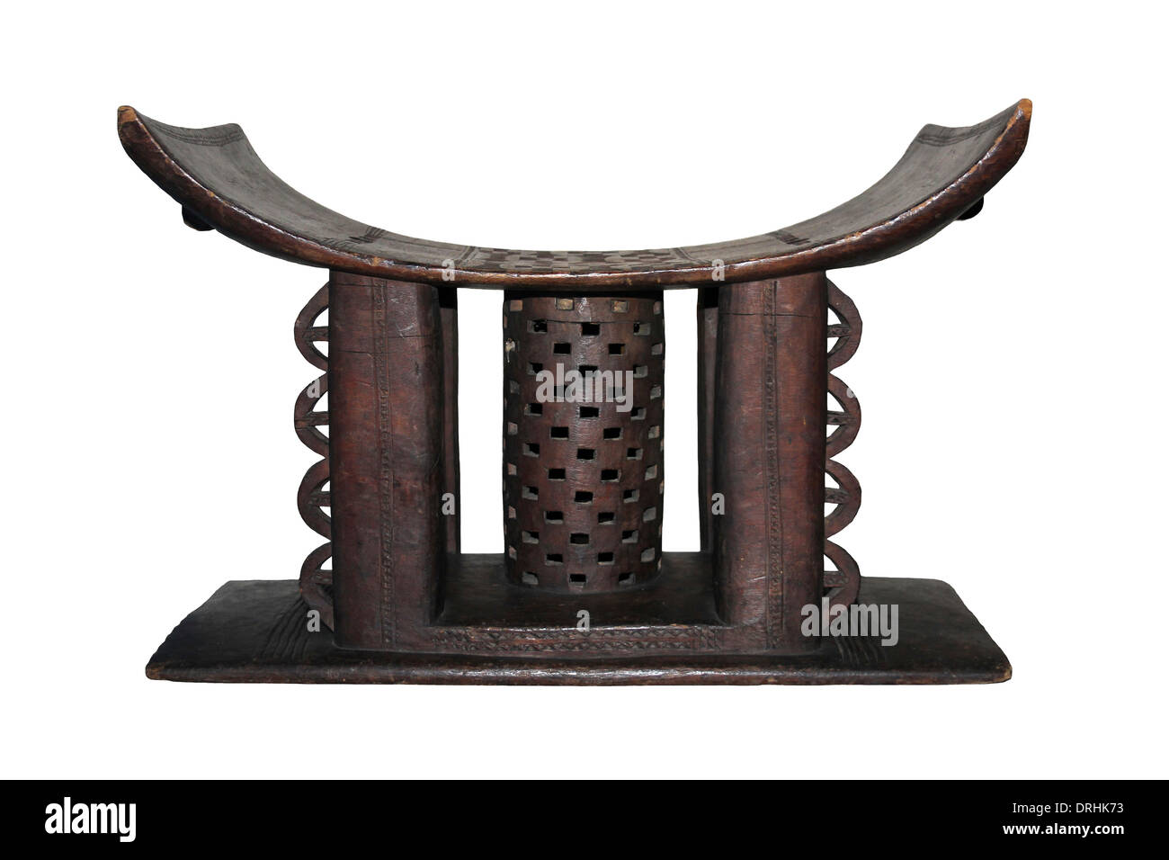 Carved Wooden Stool Asante People, Ghana Stock Photo