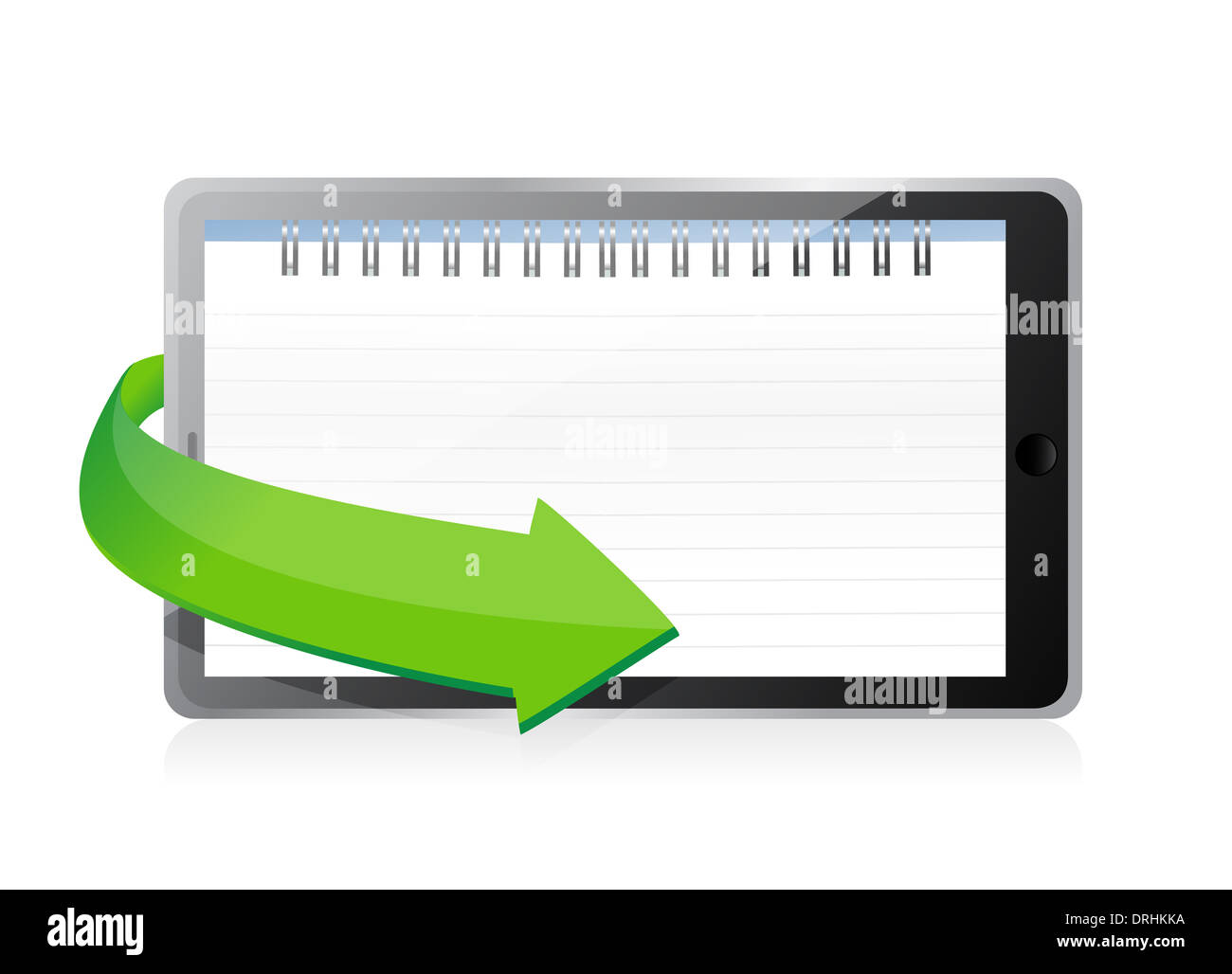 tablet with a notepad ring binder on screen illustration design Stock Photo