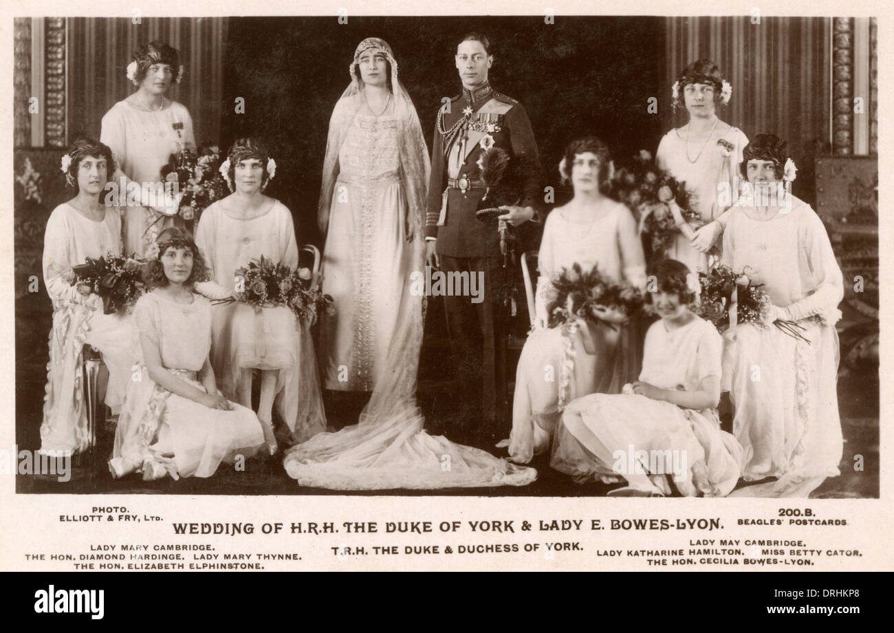 Wedding of The Duke of York and Elizabeth Bowes-Lyon Stock Photo