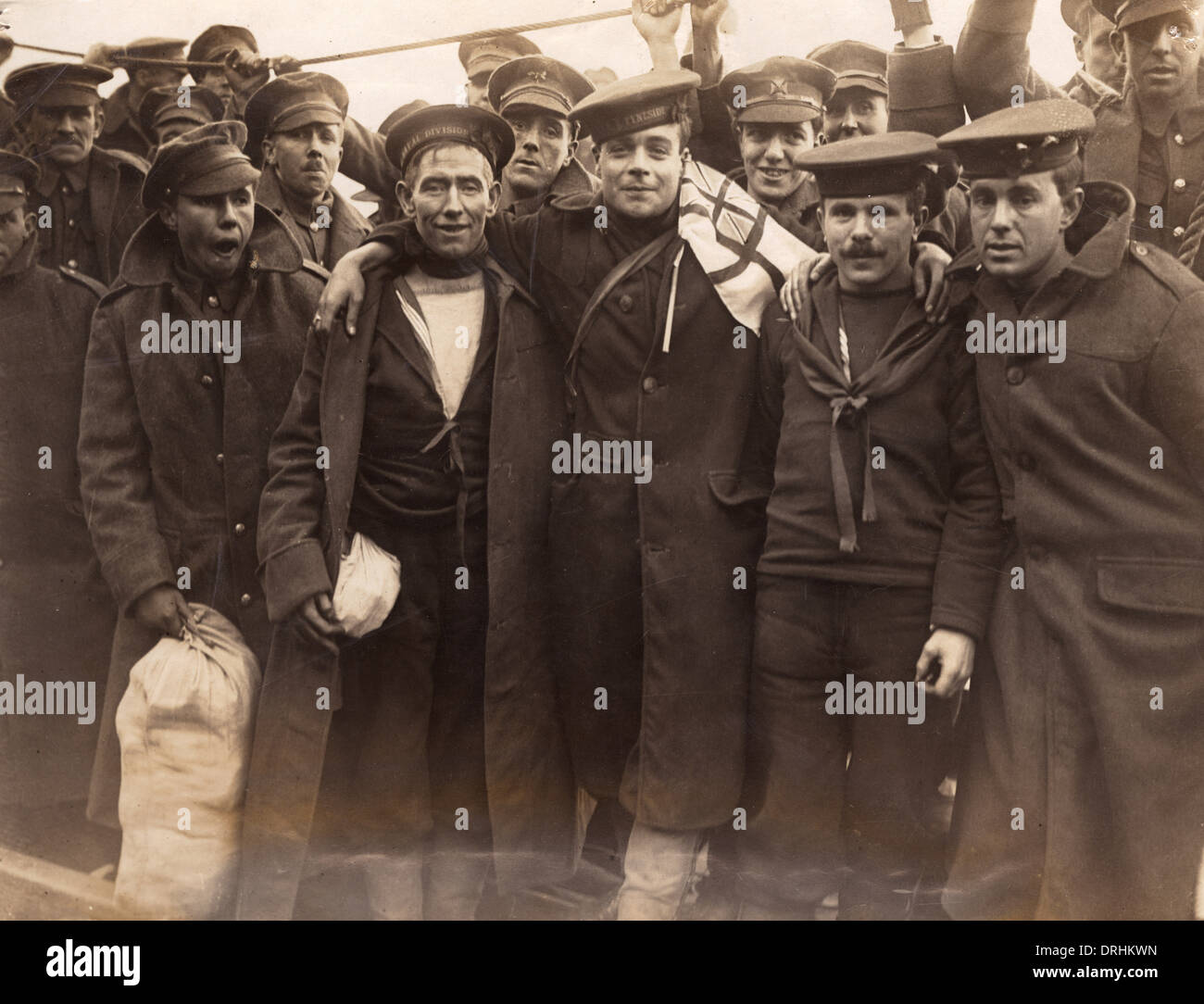 British prisoners of war arriving at Hull from Germany, WW1 Stock Photo