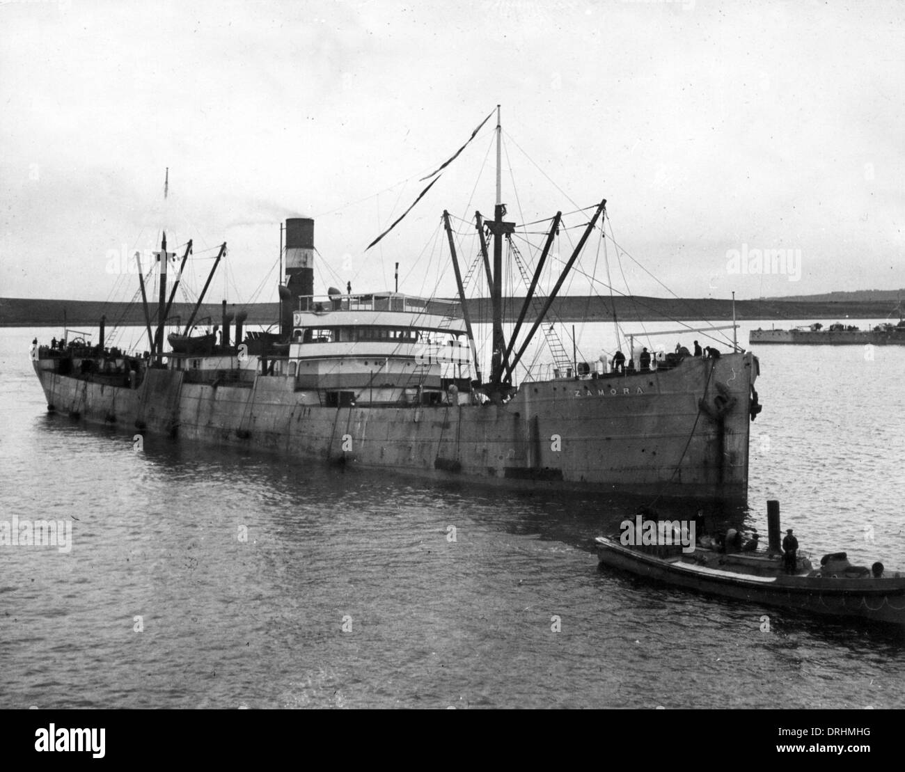 HMAS Zamora at Scapa Flow, Scotland, WW1 Stock Photo
