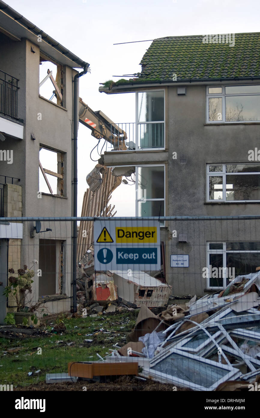 Demolition work at Radipole Court, Weymouth,Dorset. Stock Photo