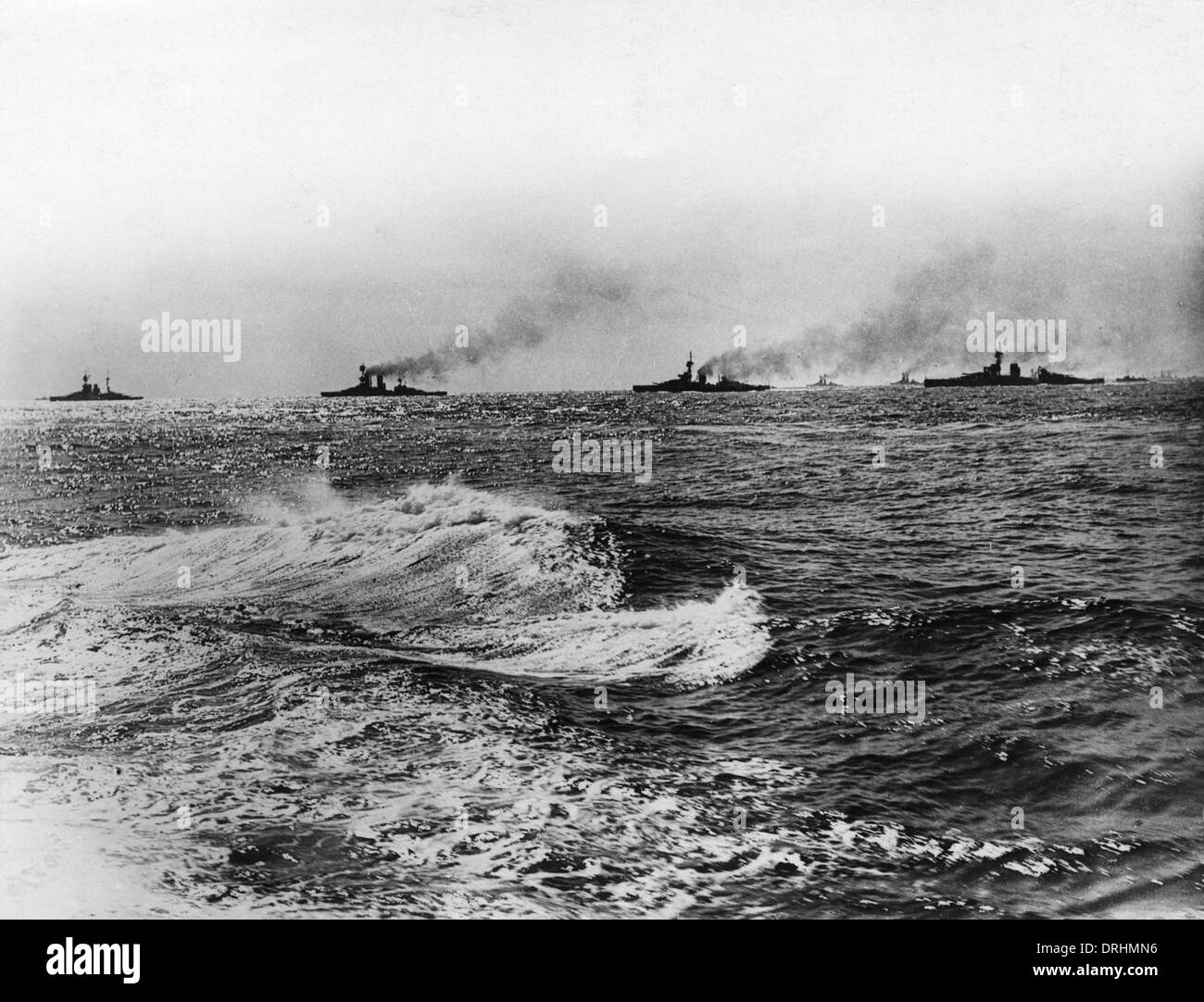Four British battleships at sea, WW1 Stock Photo