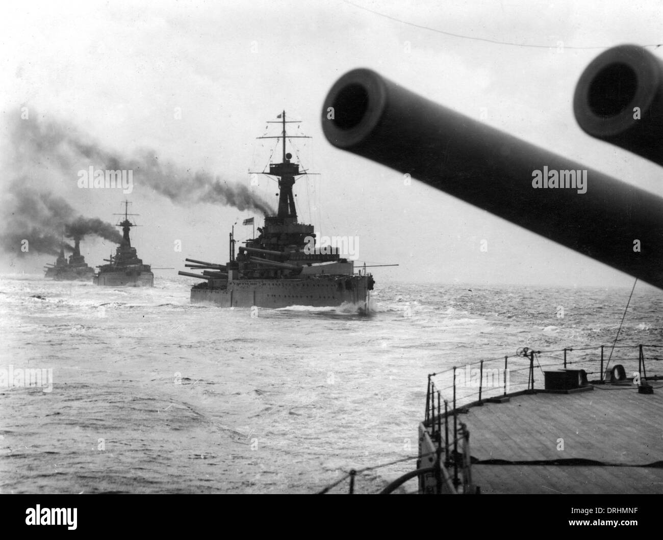 Five British battleships at sea, WW1 Stock Photo