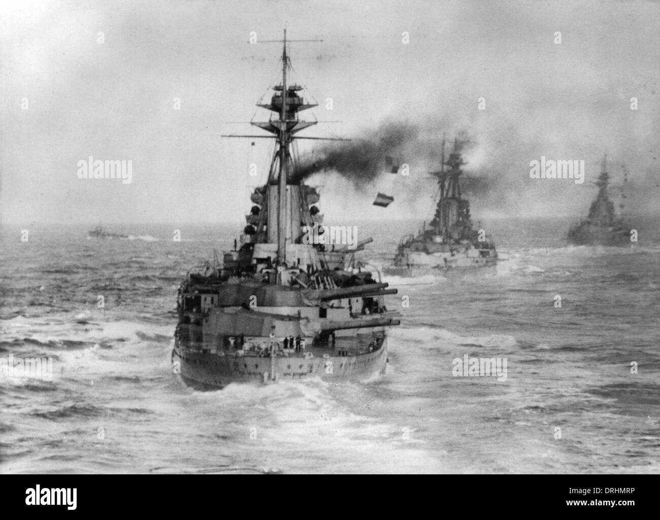 HMS Royal Sovereign, Resolution and Revenge, WW1 Stock Photo
