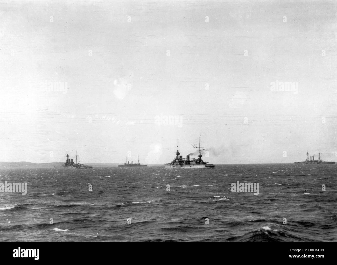Three battleships in Eastern waters, WW1 Stock Photo