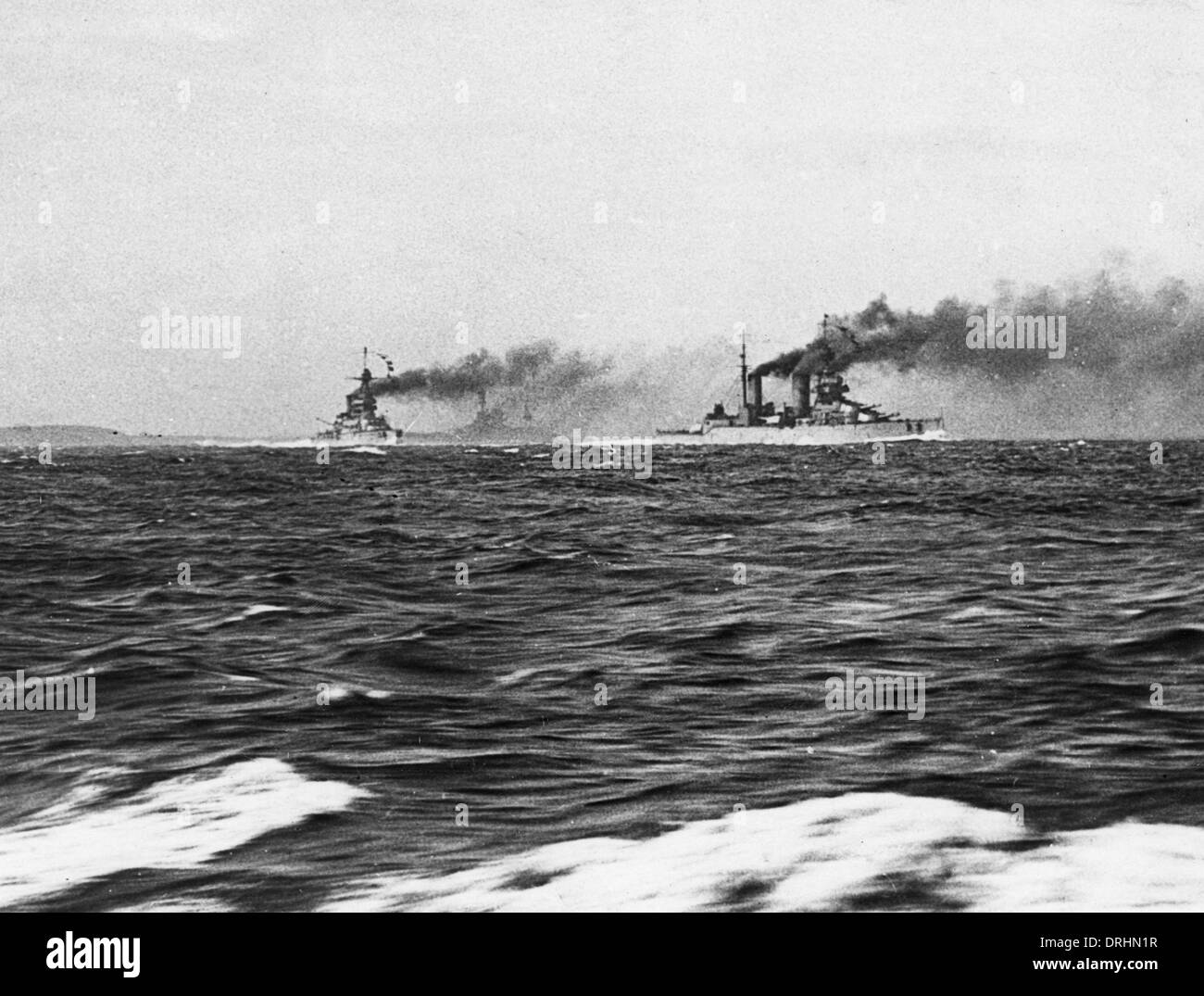 British battle cruisers HMS Tiger and HMS Lion, WW1 Stock Photo