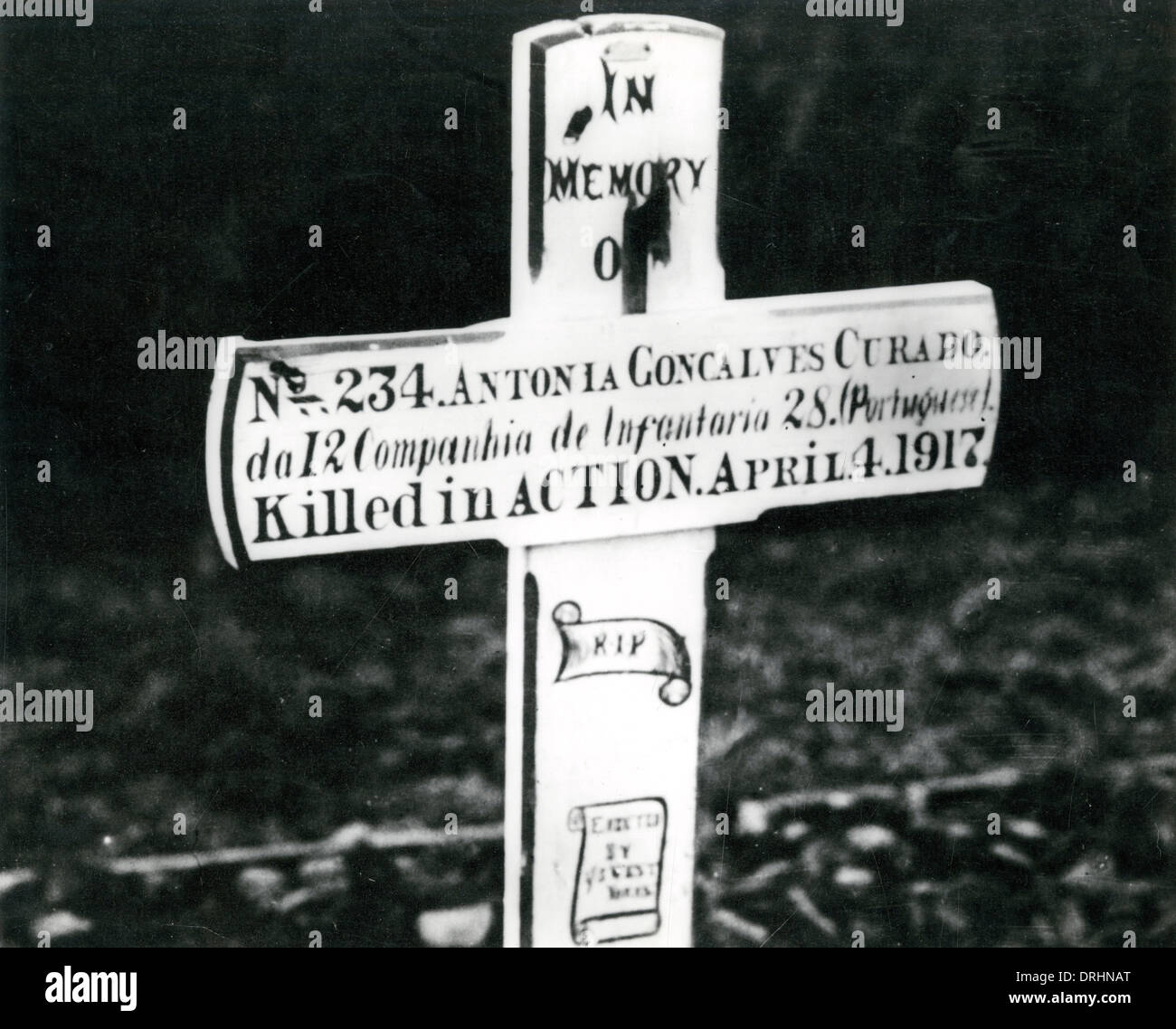 Memorial to first Portuguese soldier killed in action, WW1 Stock Photo