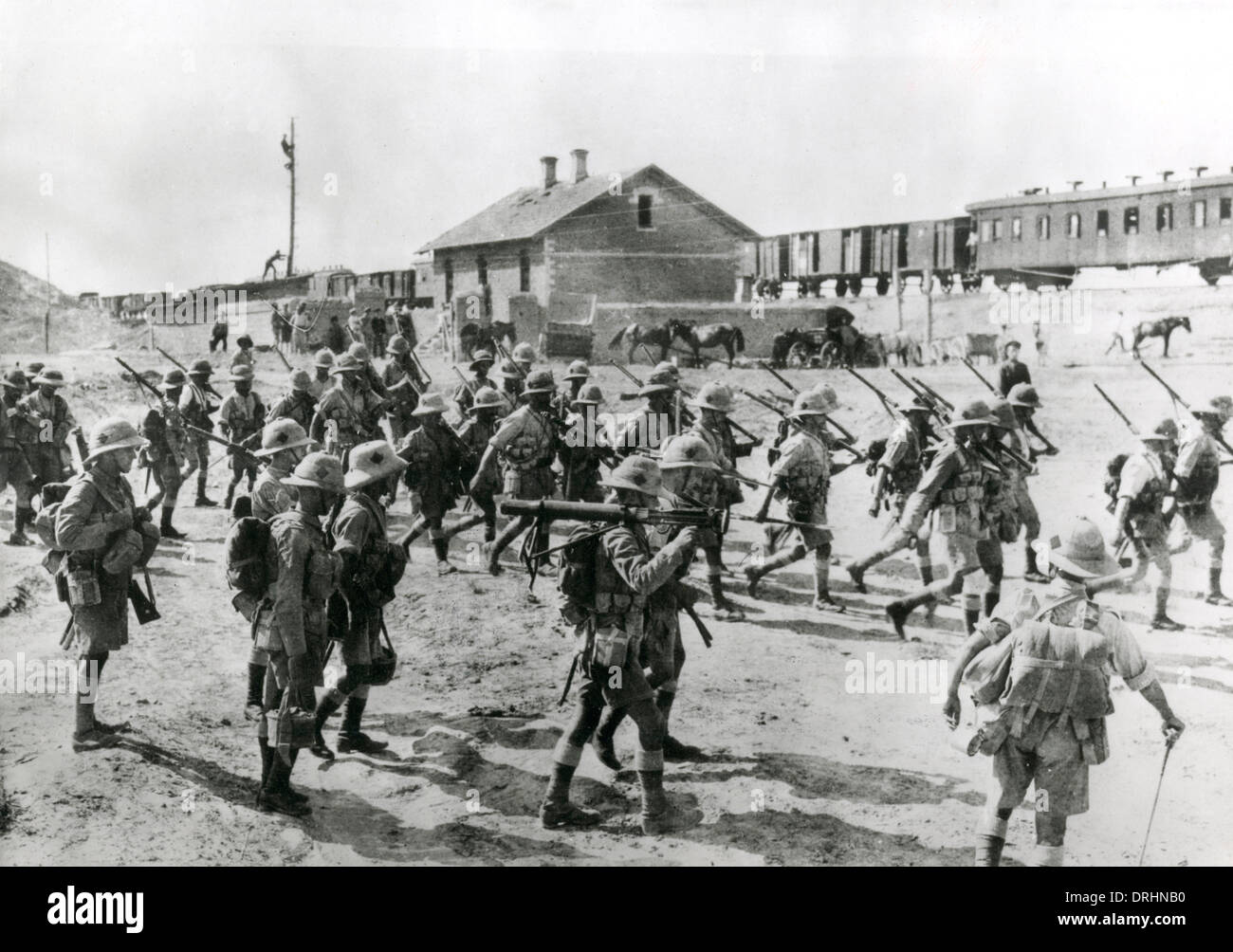 North Staffordshire soldiers on road to Baku, WW1 Stock Photo