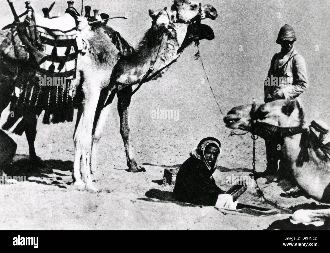 German-Turkish patrol at an oasis, Mesopotamia, WW1 Stock Photo