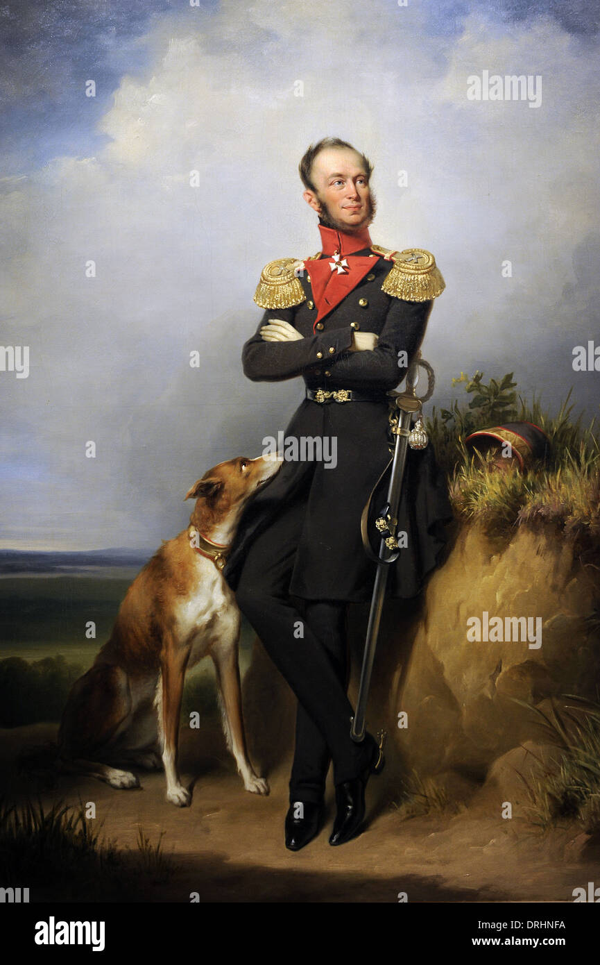 Jan Adam Kruseman (1804-1862). Dutch painter. Portrait of William II, King of the Netherlands, 1839. Stock Photo