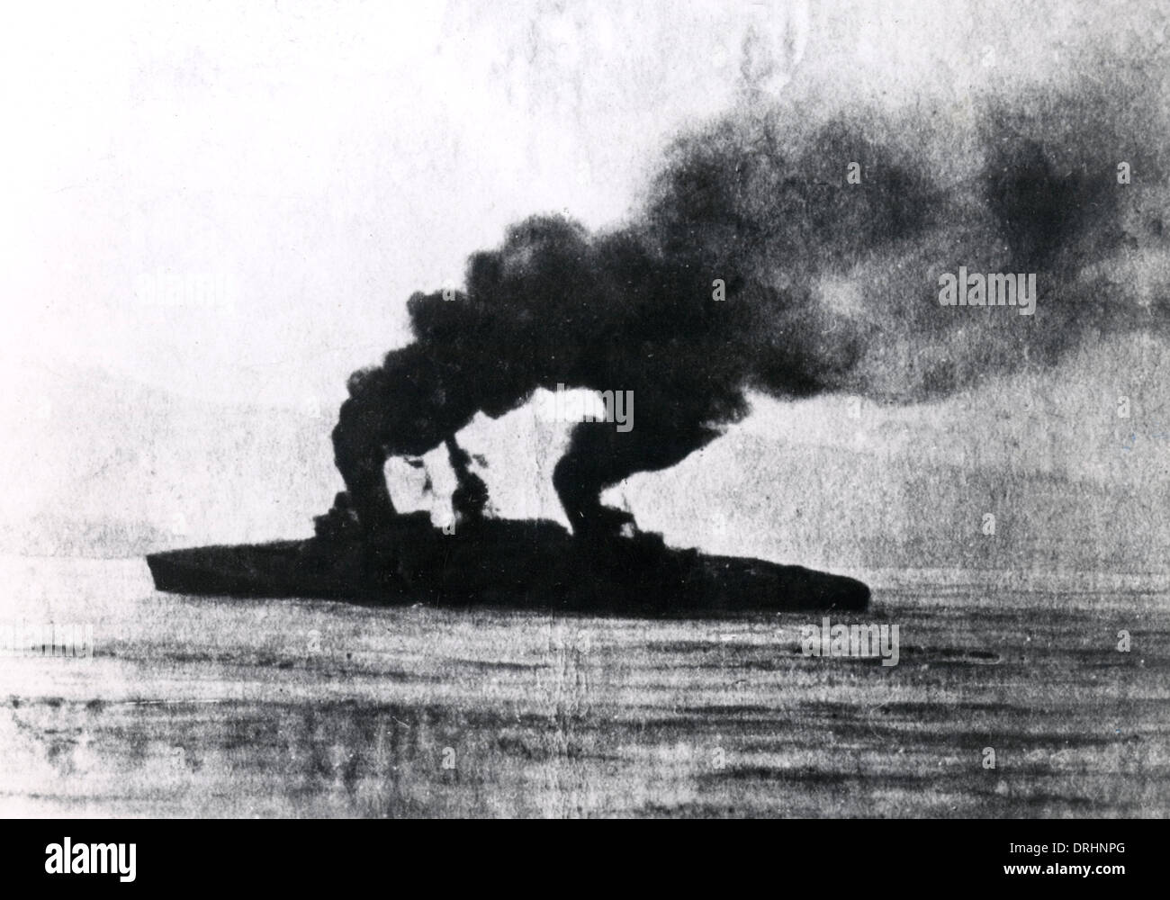 Giuseppe Garibaldi cruiser sinking in Adriatic, WW1 Stock Photo