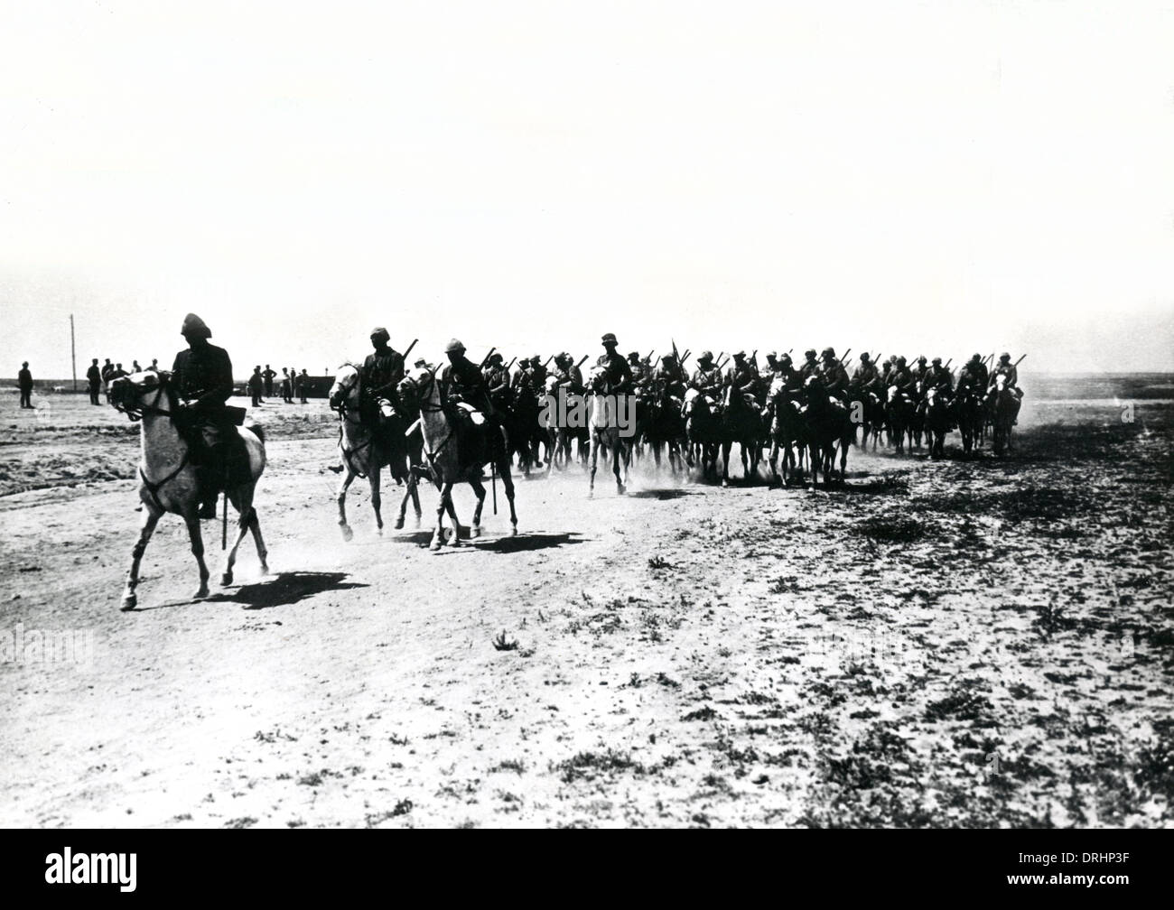 Turkish cavalry in action in Gaza, WW1 Stock Photo
