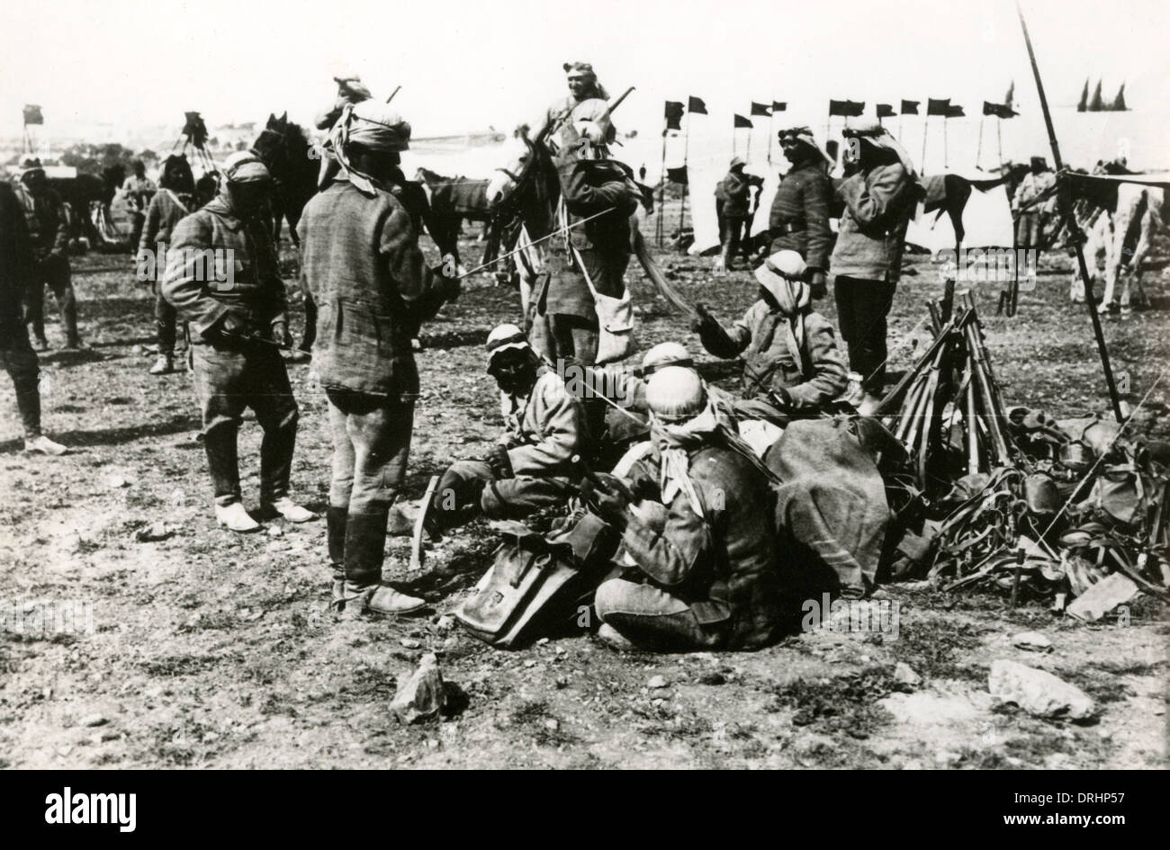 Turkish cavalry outside Gaza, Palestine, WW1 Stock Photo