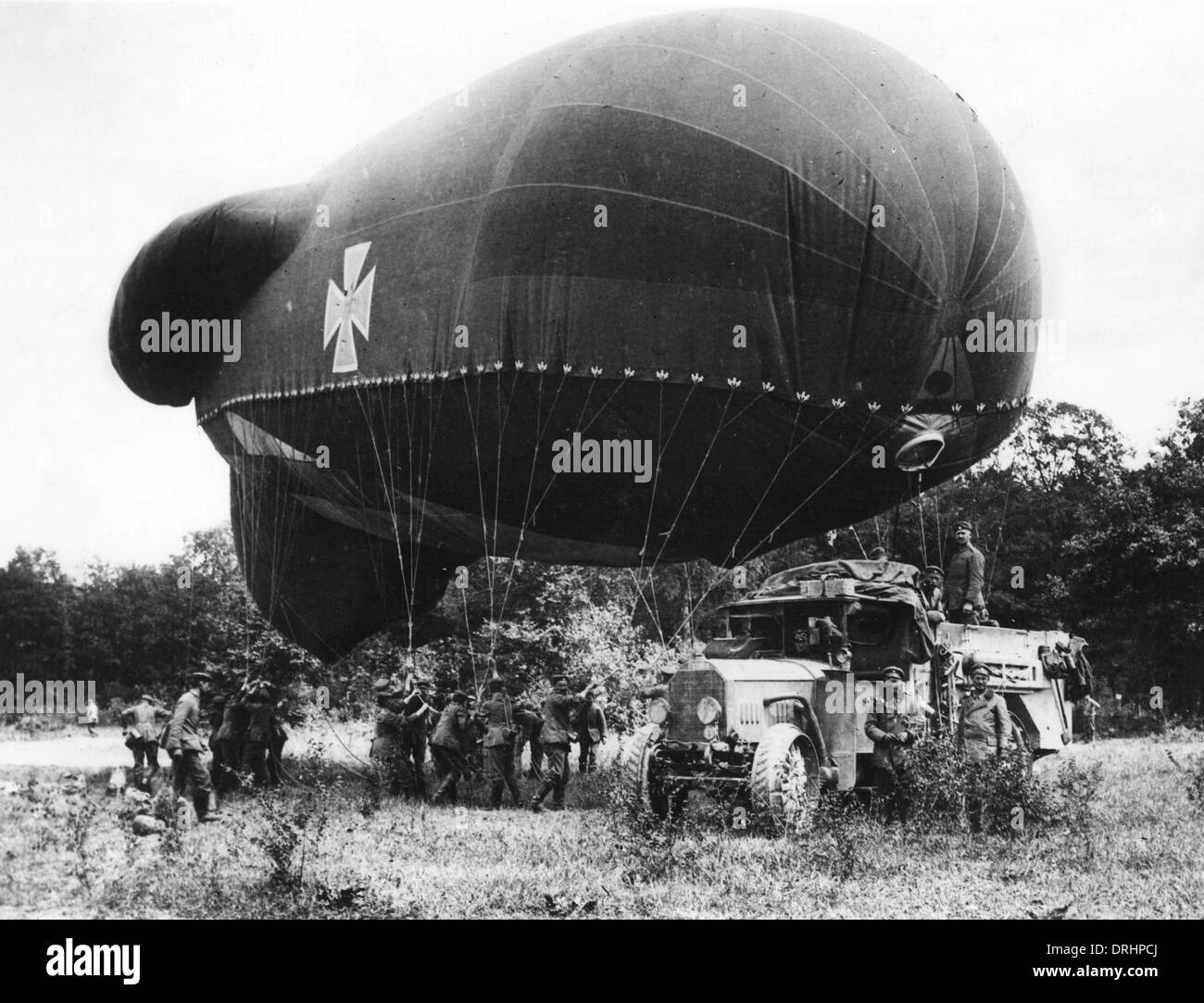 German observation balloon near Soissons, WW1 Stock Photo