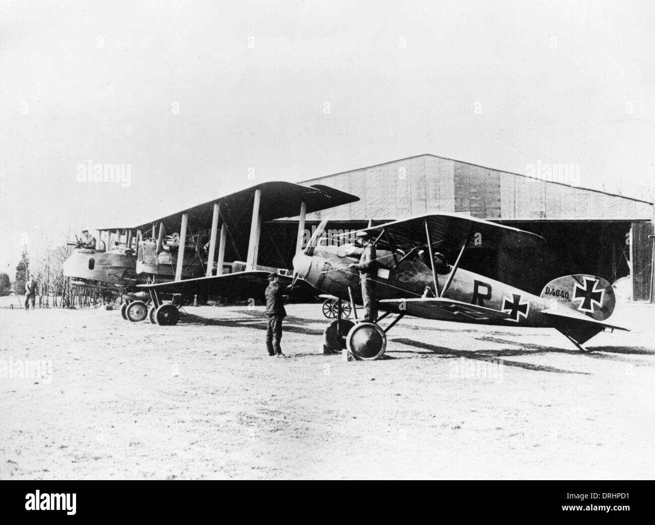 German Gotha bomber and Albatros Scout, WW1 Stock Photo