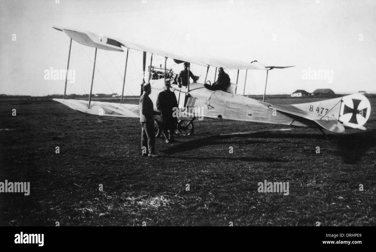 German crew with biplane, Galicia, WW1 Stock Photo