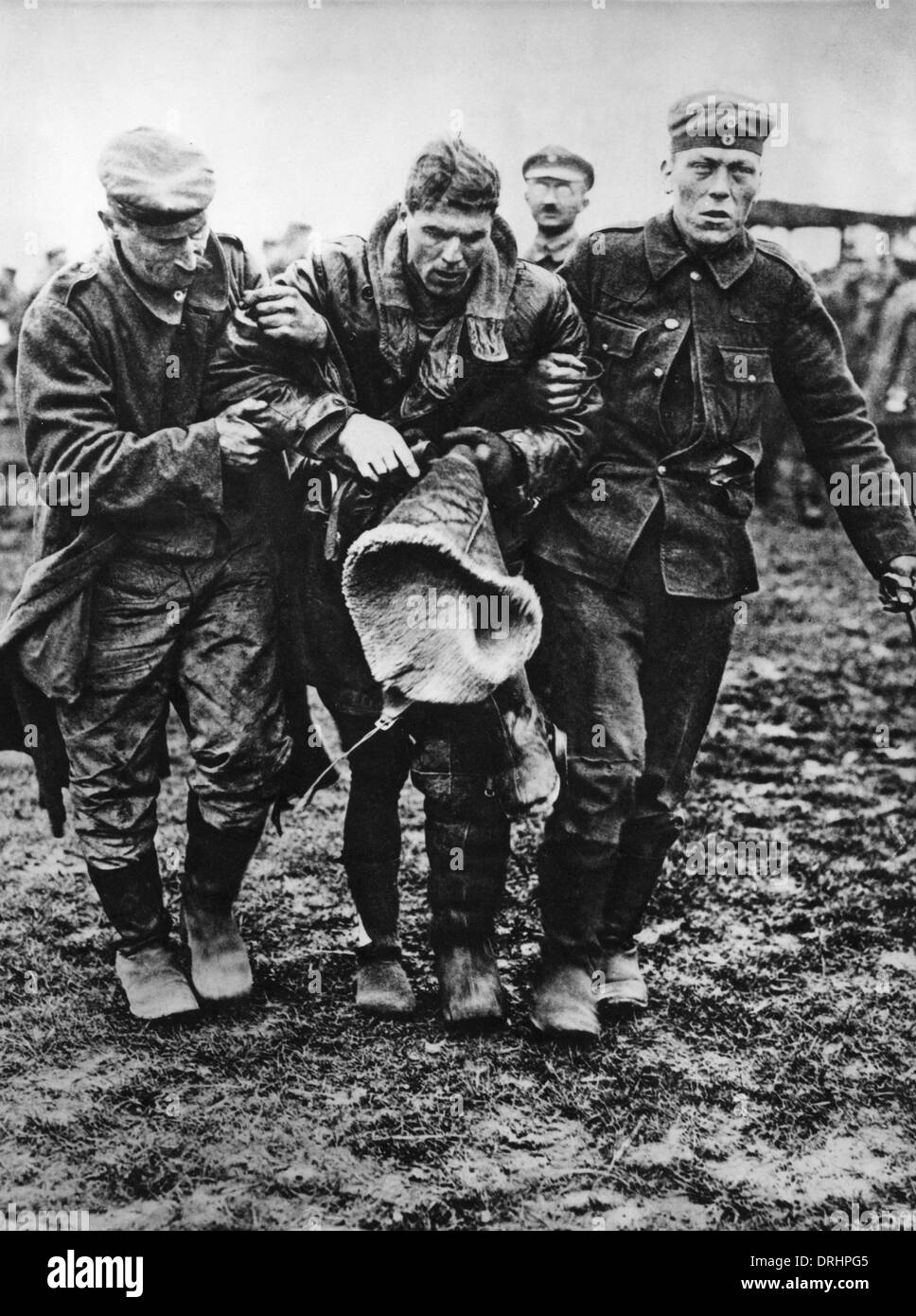 British pilot shot down by Germans, WW1 Stock Photo