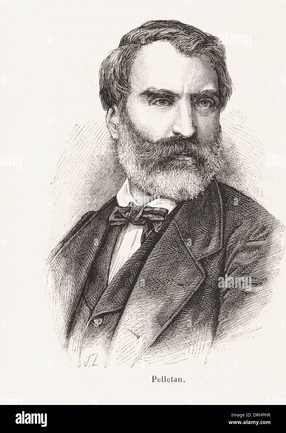 Portrait of Pelletan - French engraving XIX th century Stock Photo