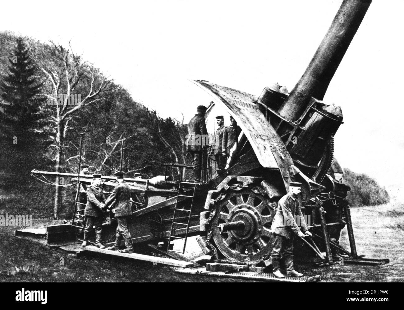 German 42cm Big Bertha howitzer, Western Front, WW1 Stock Photo