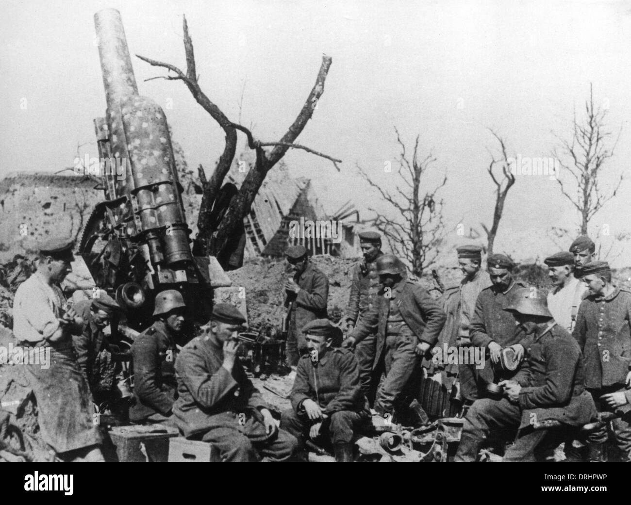 German 15cm howitzer, Picardy, France, WW1 Stock Photo