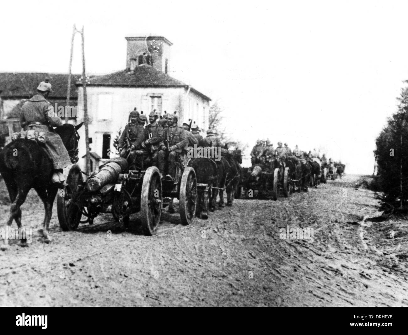 German artillery on the march, Bois de Pietre, France, WW1 Stock Photo