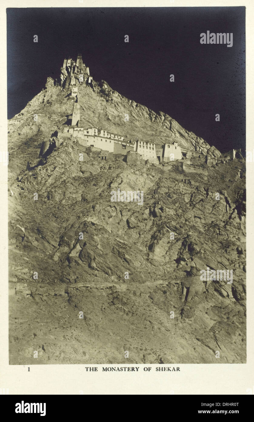 1922 British Mt Everest Expedition - Shekar Monastery Stock Photo