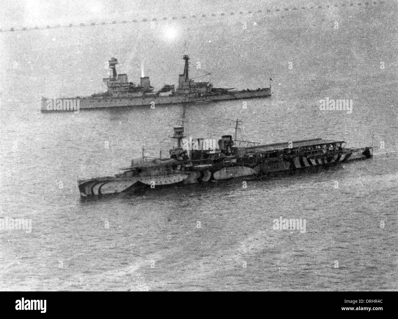 HMS Vindictive aircraft carrier, WW1 Stock Photo