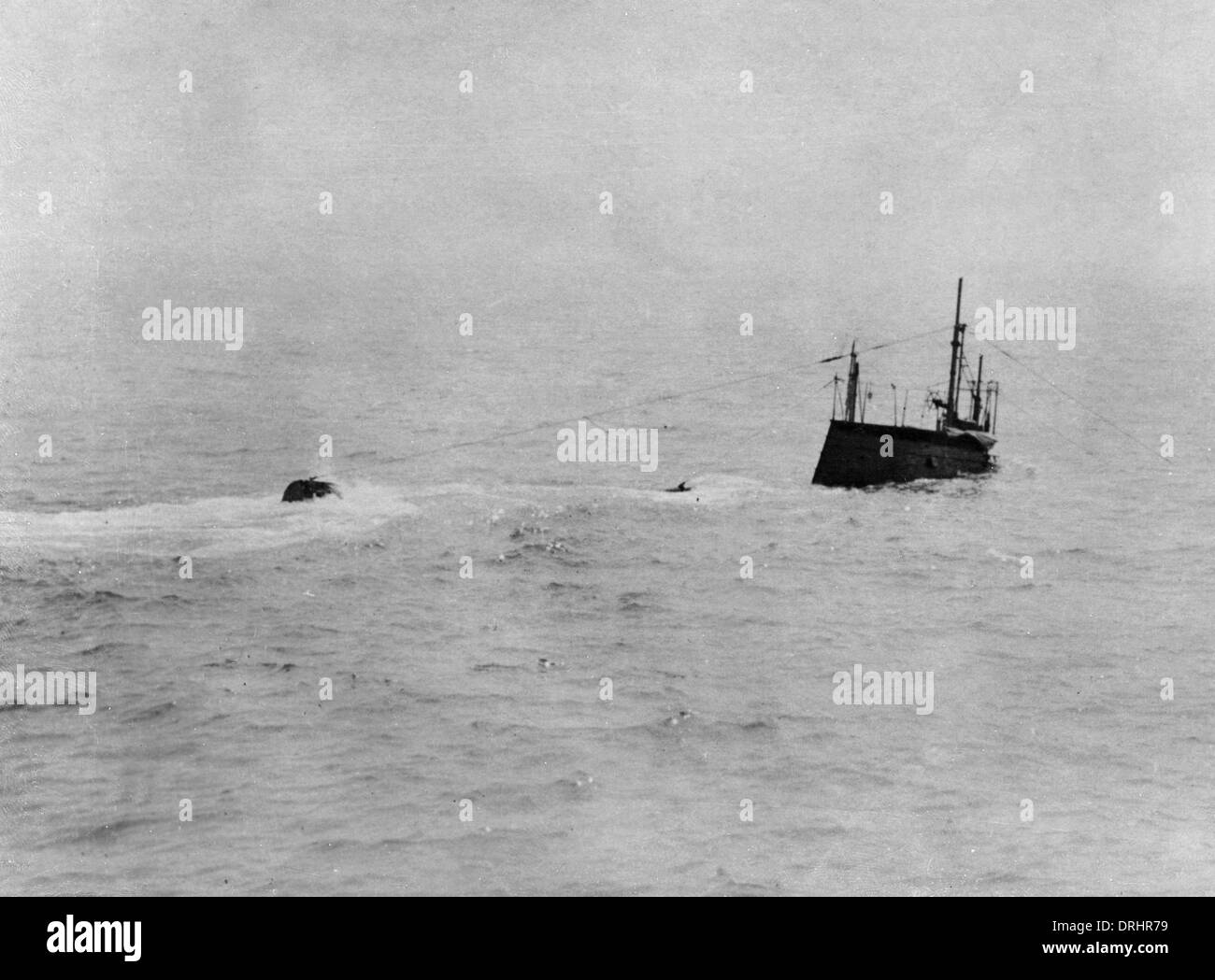 British submarine submerging, WW1 Stock Photo - Alamy
