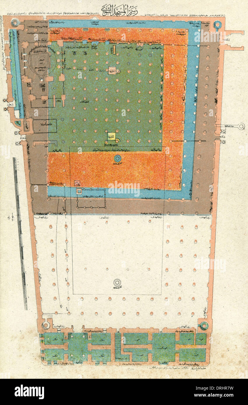 Plan of the Al-Masjid Al-Nabawi Mosque, Medina Stock Photo