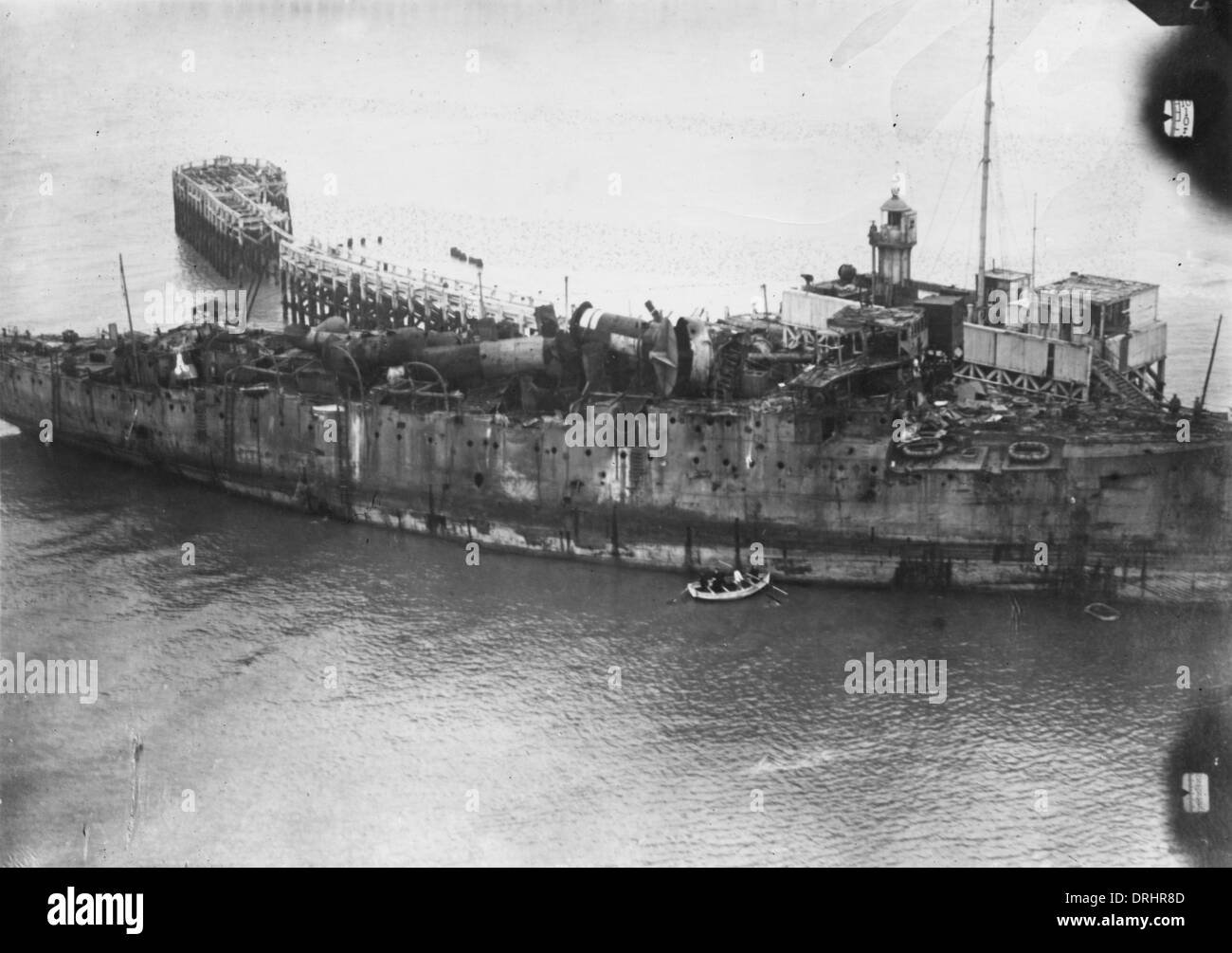 HMS Vindictive at Ostend, Belgium, WW1 Stock Photo