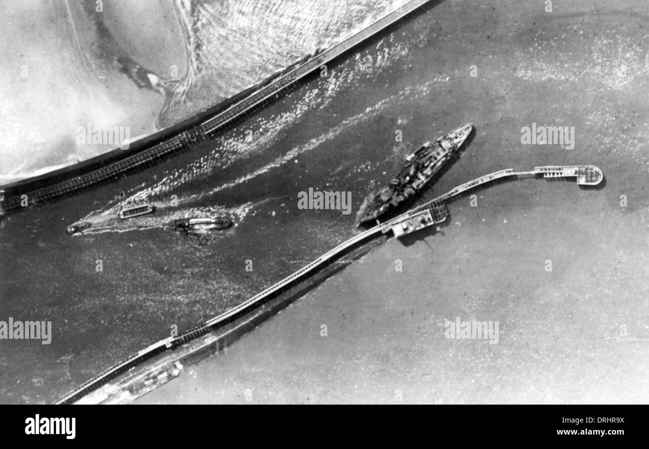 Wreck of HMS Vindictive, Ostend Harbour, Belgium, WW1 Stock Photo