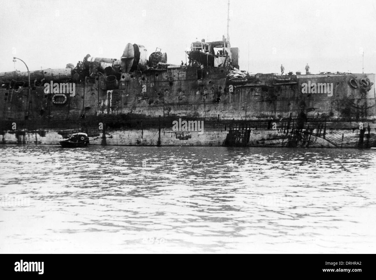 Wreck of HMS Vindictive at Ostend, Belgium, WW1 Stock Photo