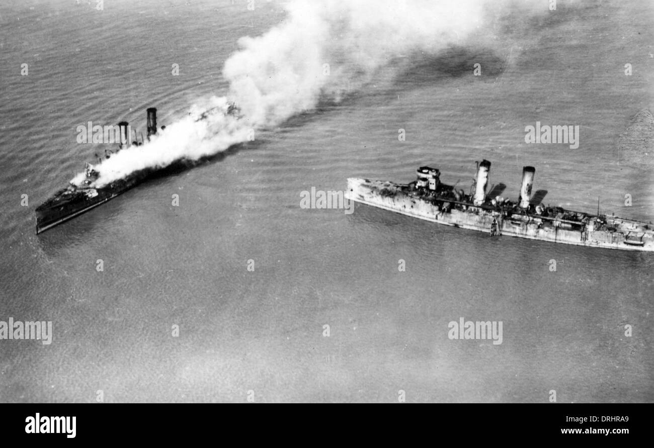 HMS Brilliant and HMS Sirius, Ostend, Belgium, WW1 Stock Photo