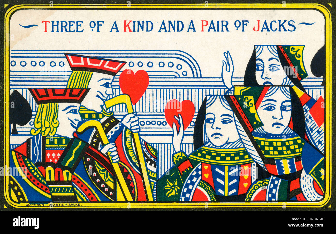 Three of a Kind and Two Jacks Stock Photo