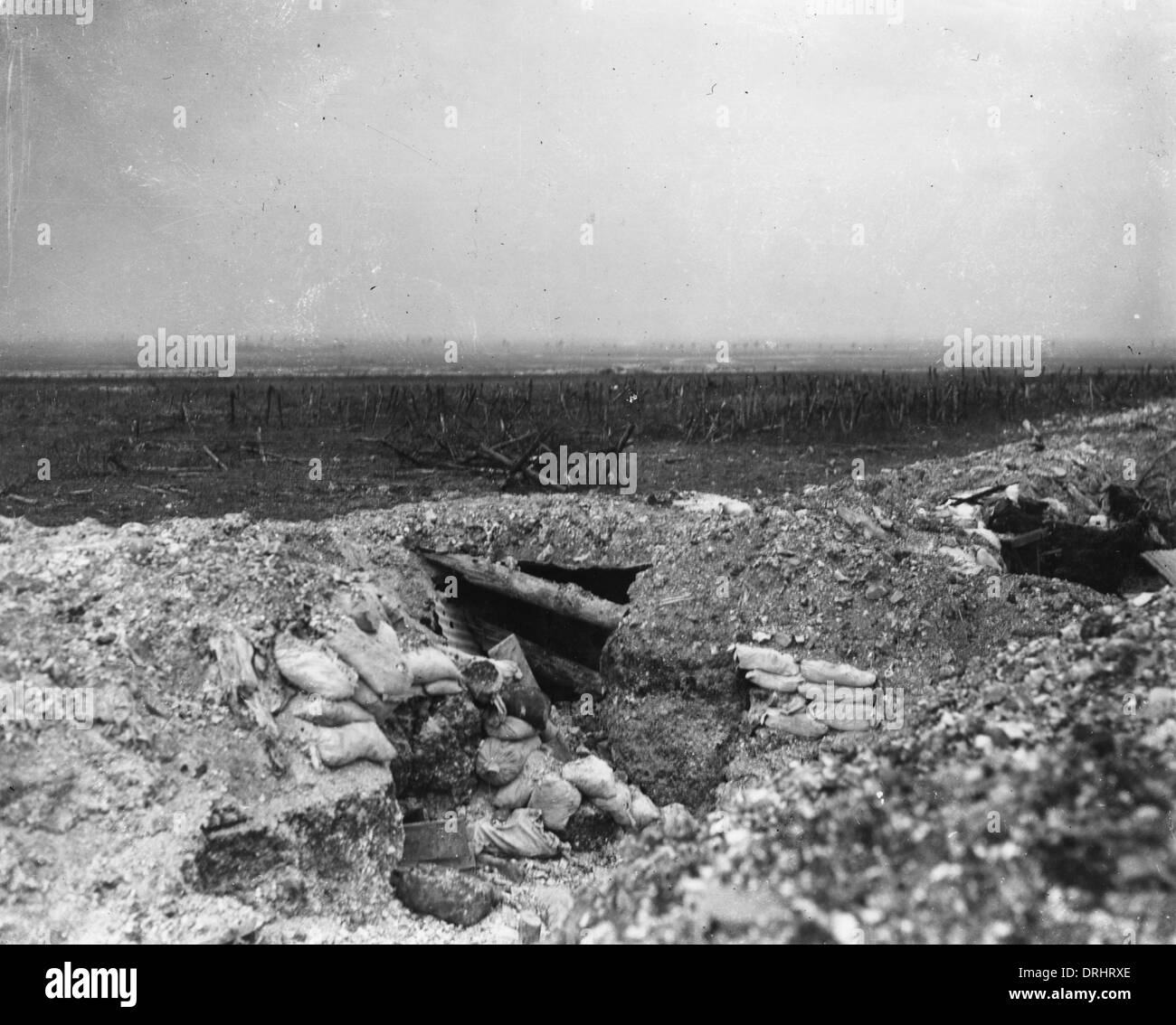 Dugouts and trenches on a battlefield, WW1 Stock Photo - Alamy
