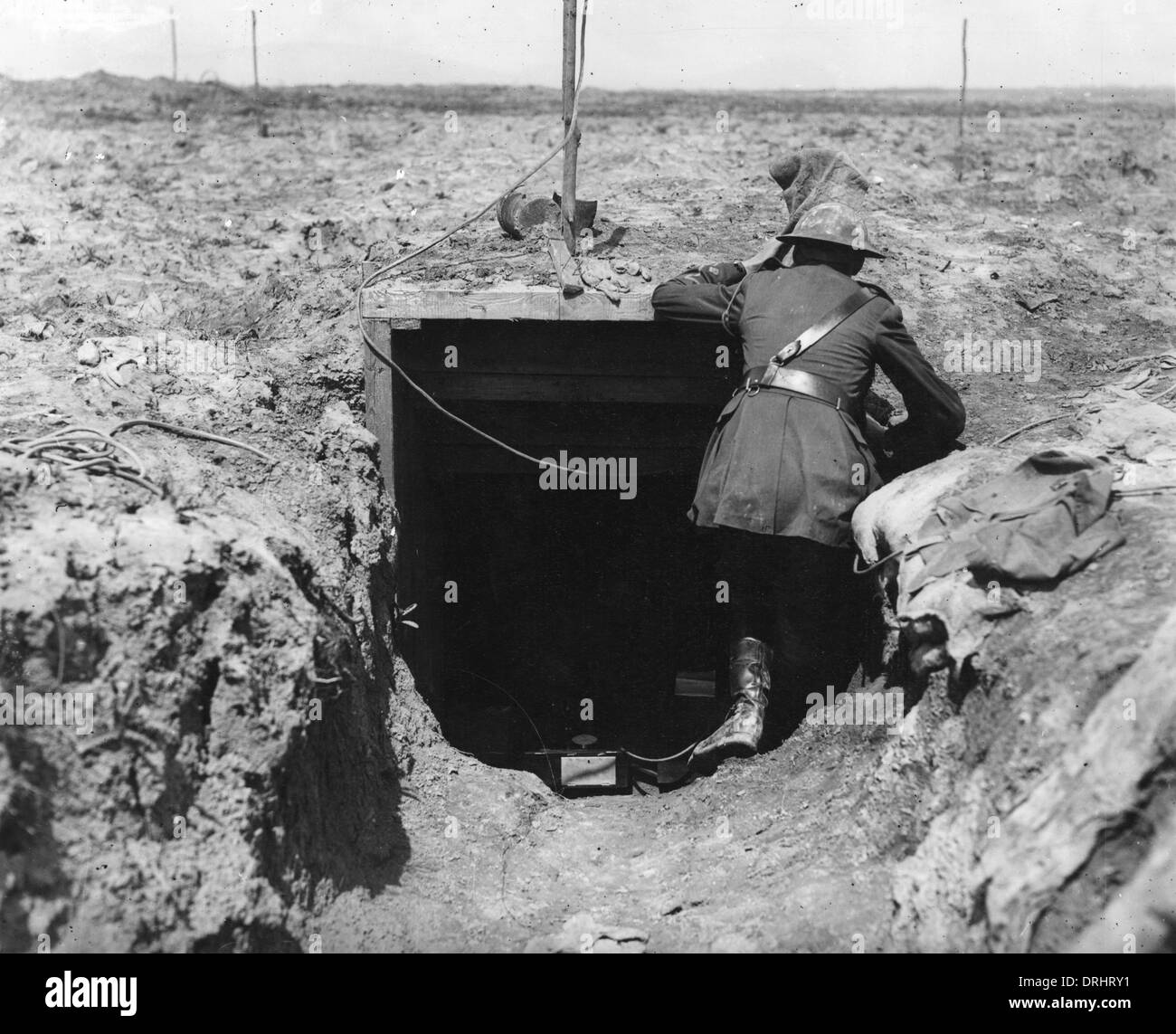 Army Signal Service wireless station, Western Front, WW1 Stock Photo