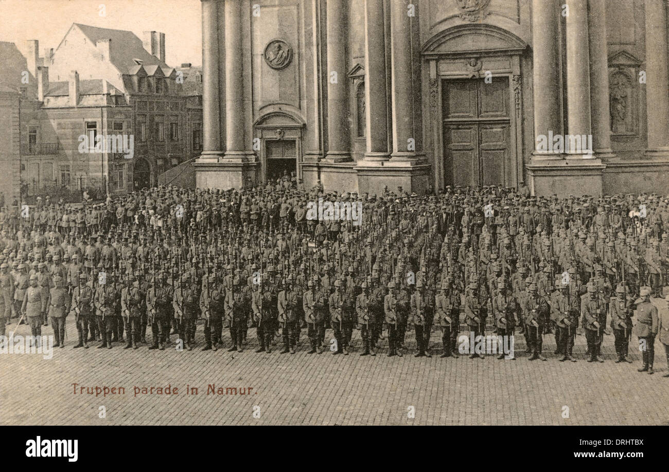 German troop parade in Namur, Belgium - WWI Stock Photo