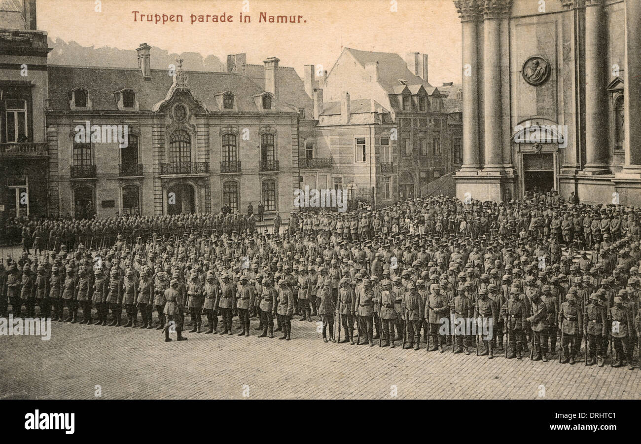 German troop parade in Namur, Belgium - WWI Stock Photo