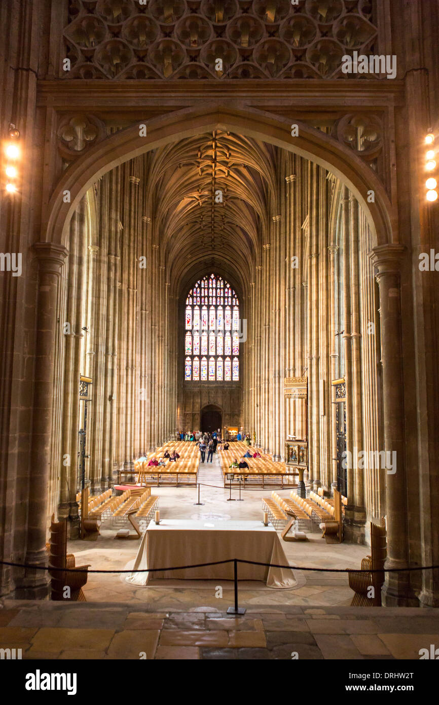 Nave inside Canterbury cathedral, Kent. Framed through the quire arch. Stock Photo