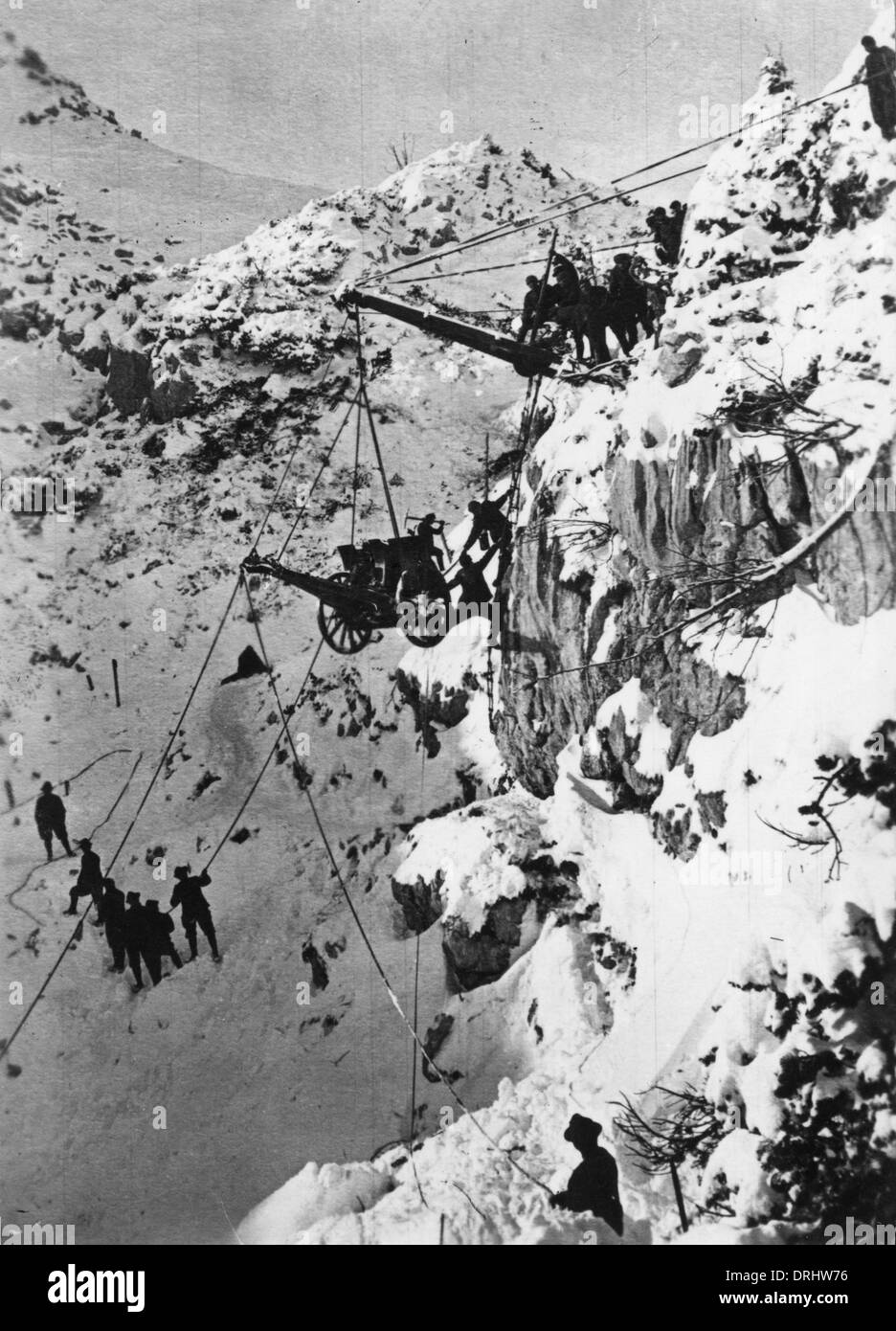 Austrian artillery troops in the Alps, WW1 Stock Photo