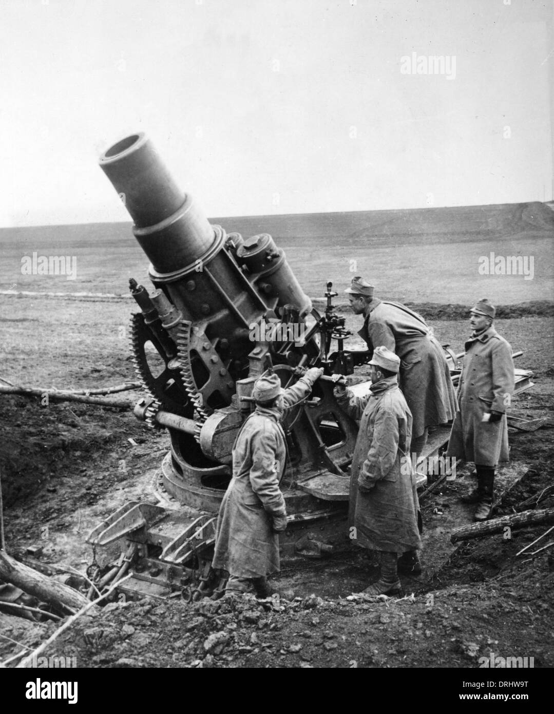 Austrian howitzer at Siemakowce, Galicia, WW1 Stock Photo