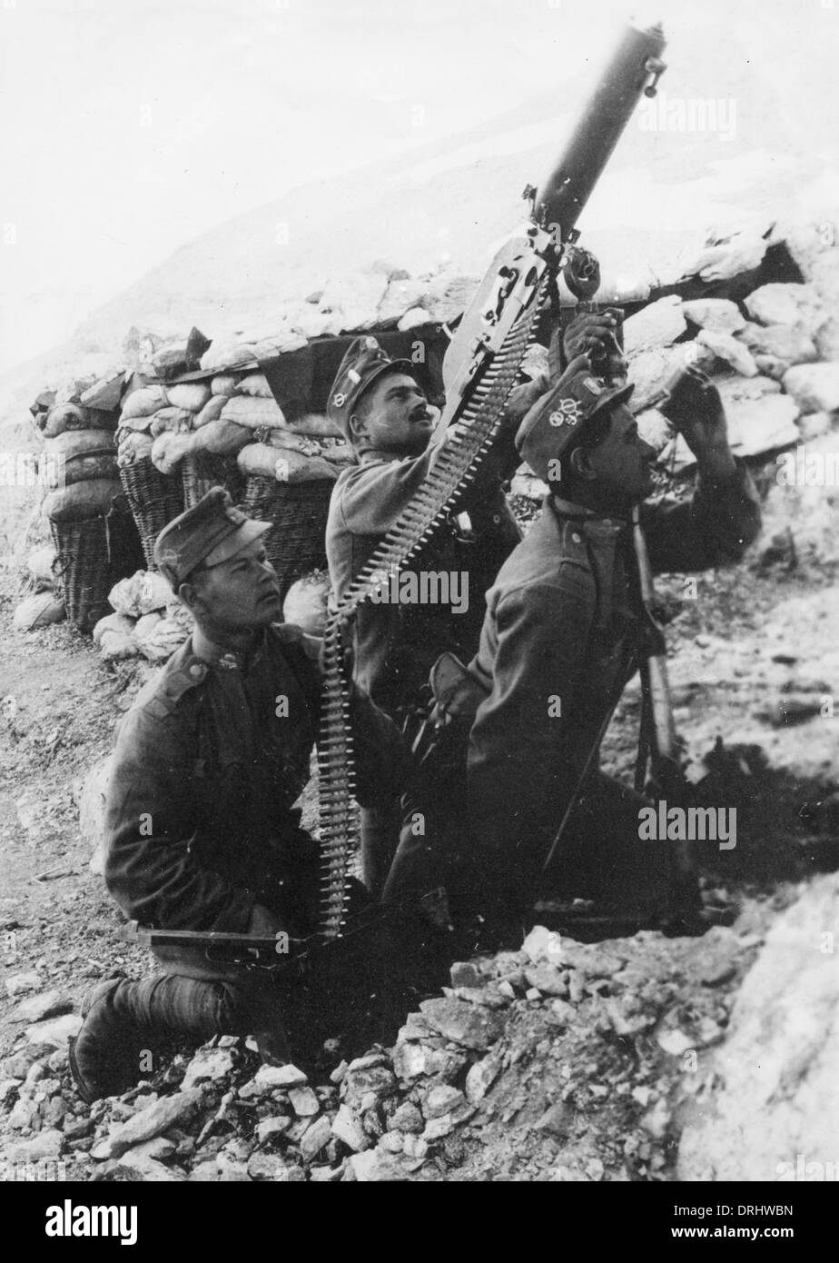 Austrian artillery with anti-aircraft gun, WW1 Stock Photo