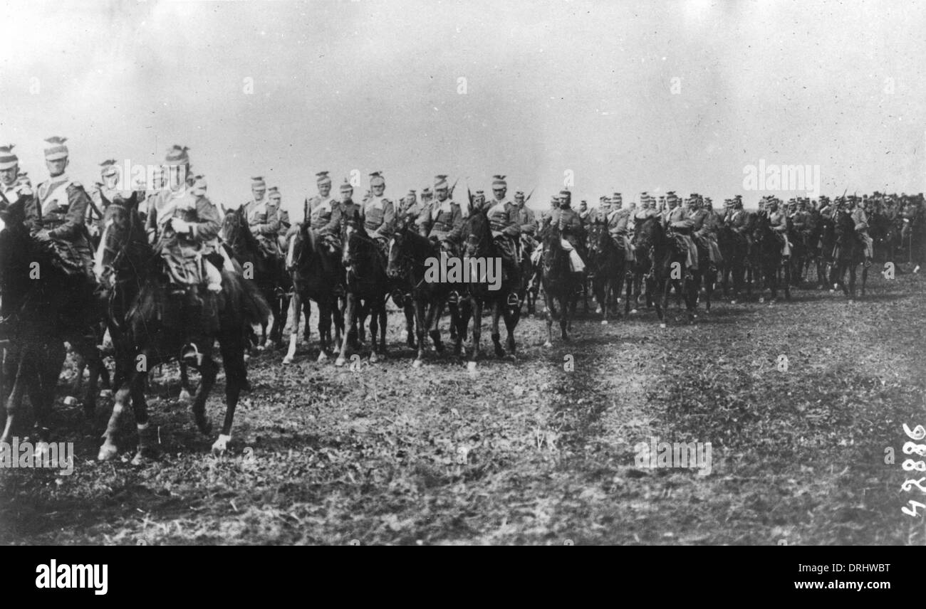 German cavalry on manoeuvres, Belgium, WW1 Stock Photo