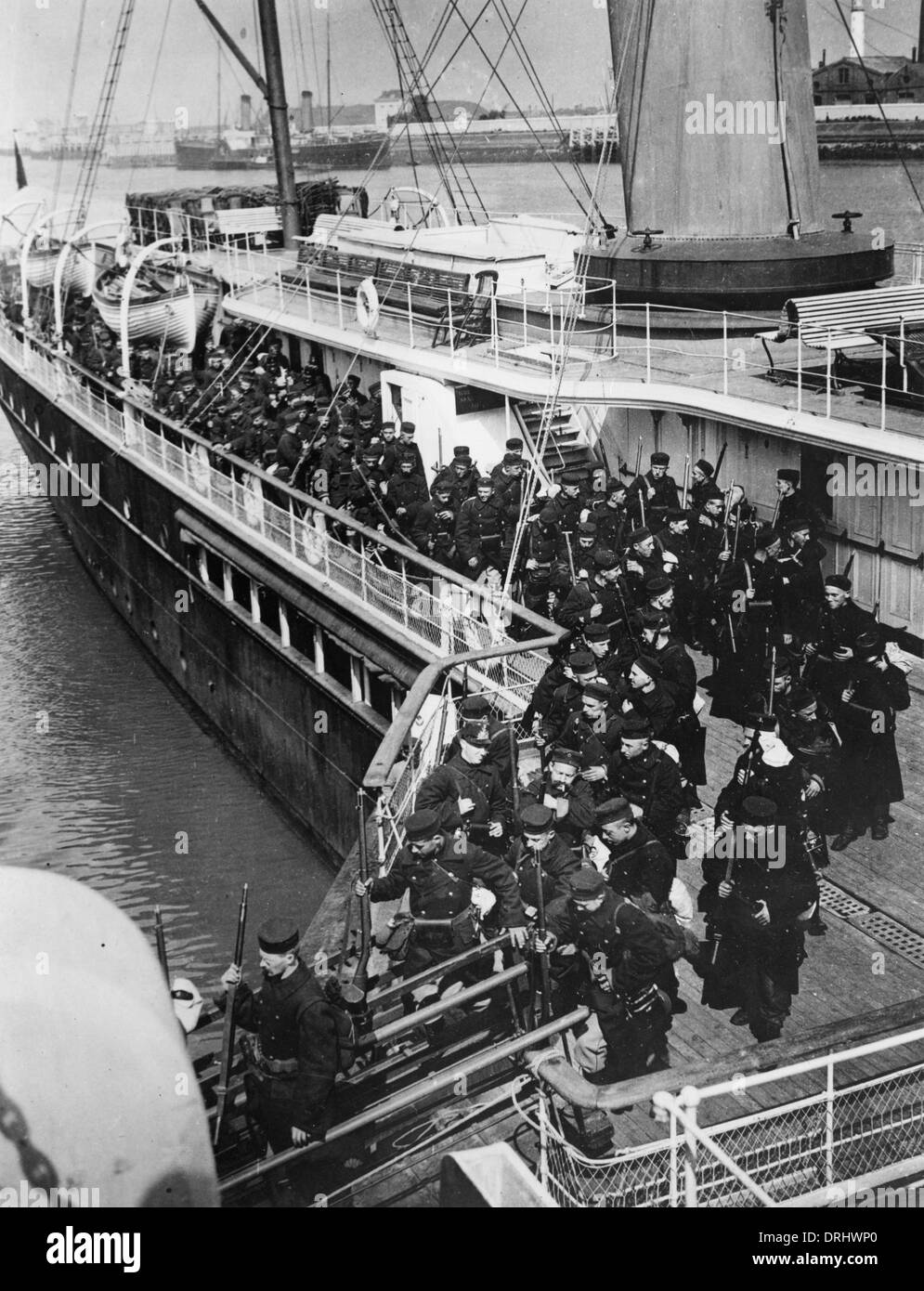 Belgian troops landing at Ostend, Belgium, WW1 Stock Photo