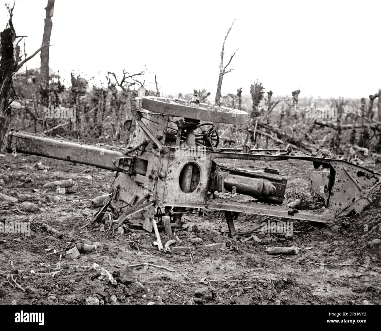 German howitzer, Martinpuich, Somme, Western Front, WW1 Stock Photo